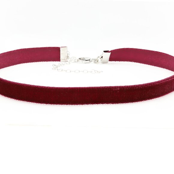 Maroon Velvet Choker Maroon Swiss velvet Adjustable Necklace red Chokers (#52) - Picture 1 of 12